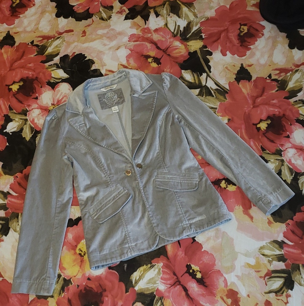 White House Black Market Silver Velvet Blazer